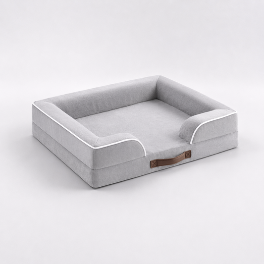 Orthopedic Dog Bed & Cat Bed | Dog Couch with Foam Bolster - Ally/Grey