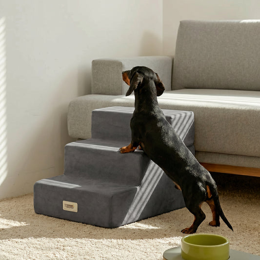 3-Step Pet Stairs | Dog Stairs - Milo/Grey