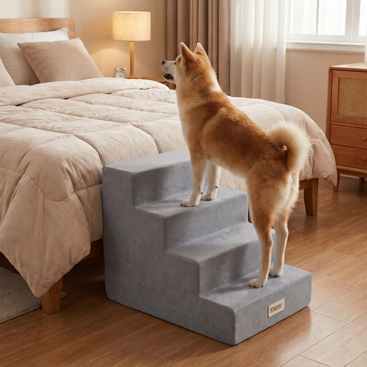 4-Step Pet Stairs | Dog Stairs - Milo/Grey