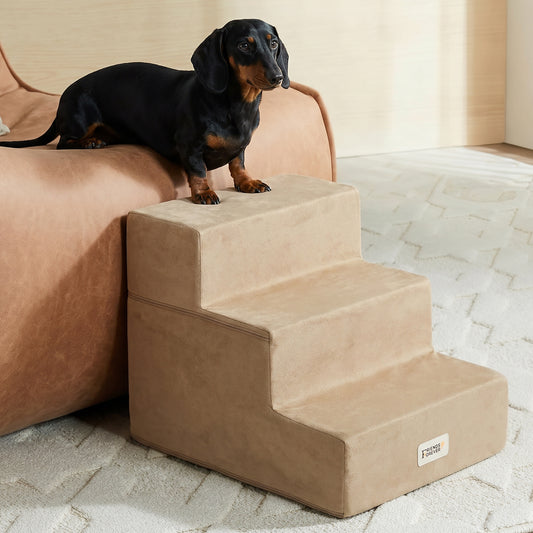 3-Step Pet Stairs | Dog Stairs - Milo/Khaki