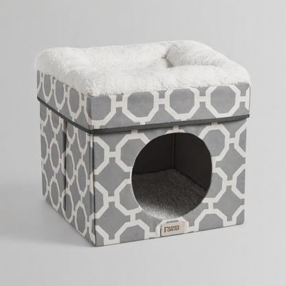 Cat House with Cat Bed | Collapsible Cat Cube Ottoman - Taylor