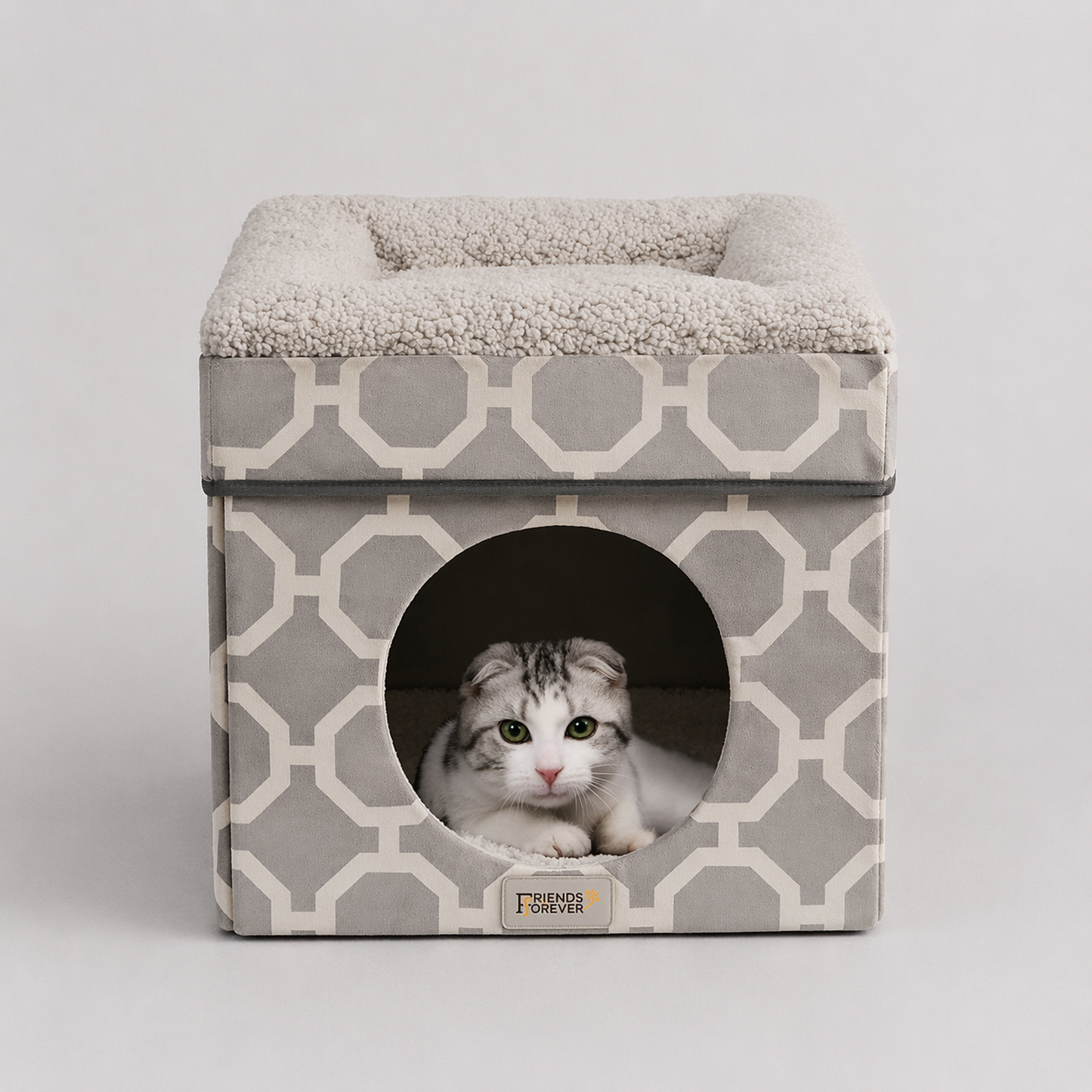 Cat House with Cat Bed | Collapsible Cat Cube Ottoman - Taylor