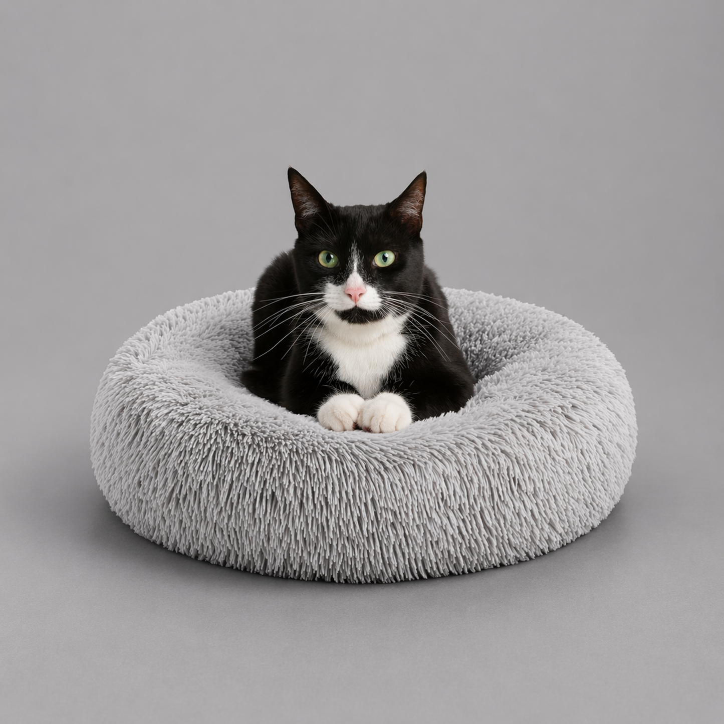 Donut Dog Bed with Hooded Blanket - Luna/Grey