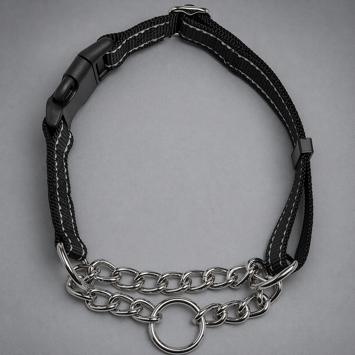 Martingale Collar | Reflective Adjustable Dog Collar with Stainless Steel Chain