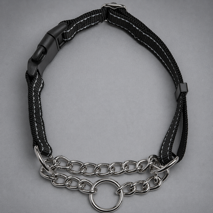 Martingale Collar | Reflective Adjustable Dog Collar with Stainless Steel Chain