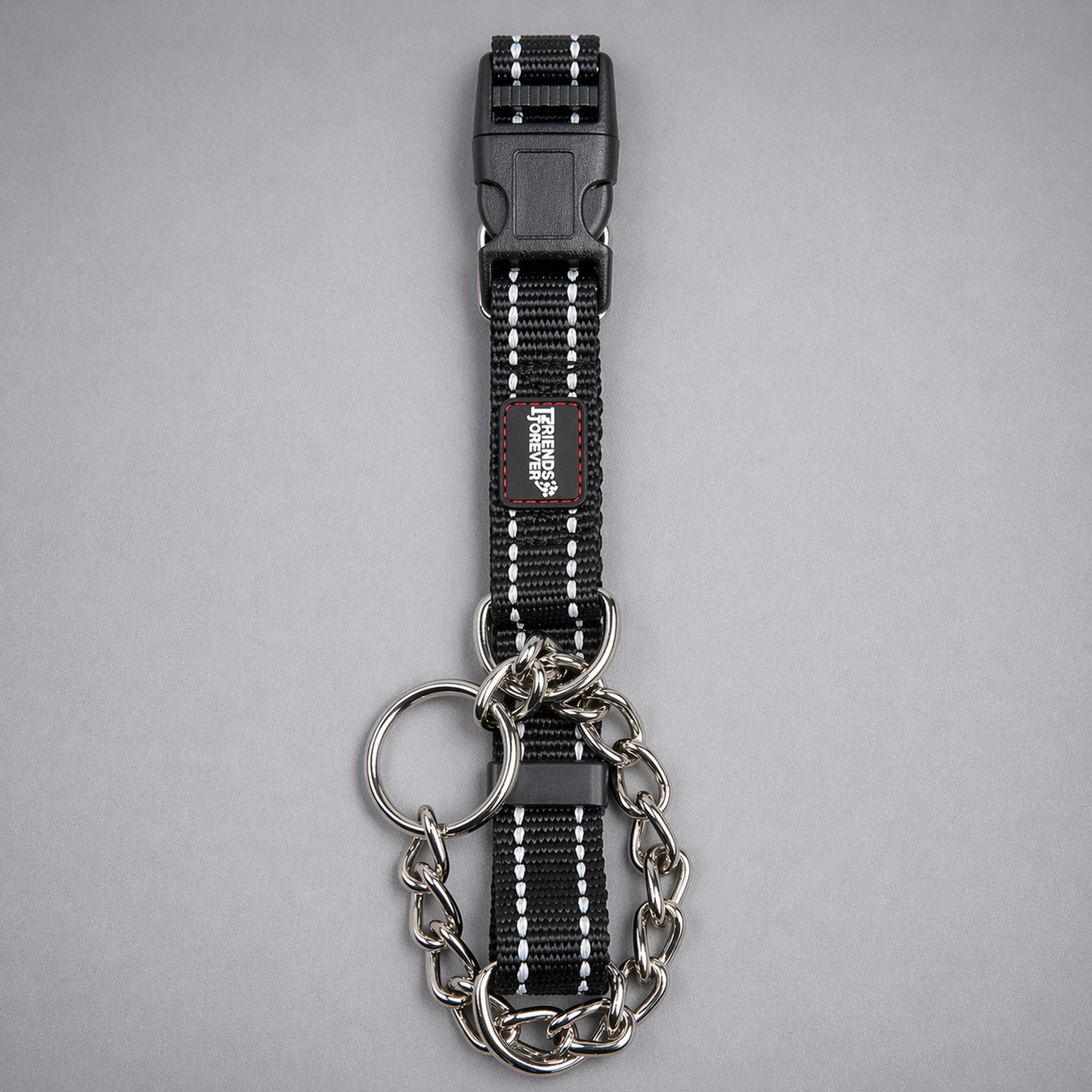 Martingale Collar | Reflective Adjustable Dog Collar with Stainless Steel Chain