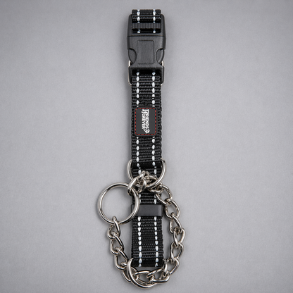Martingale Collar | Reflective Adjustable Dog Collar with Stainless Steel Chain