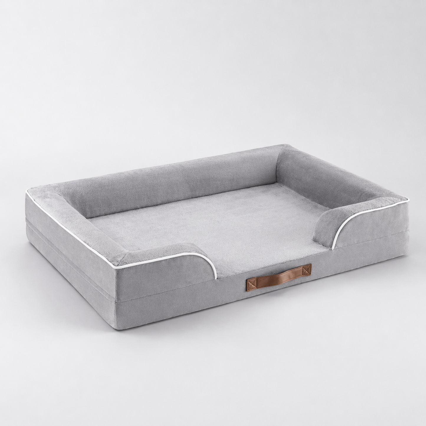 Orthopedic Dog Bed & Cat Bed | Dog Couch with Foam Bolster - Ally/Grey