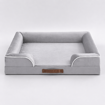 Orthopedic Dog Bed & Cat Bed | Dog Couch with Foam Bolster - Ally/Grey