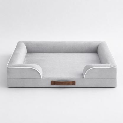 Orthopedic Dog Bed & Cat Bed | Dog Couch with Foam Bolster - Ally/Grey