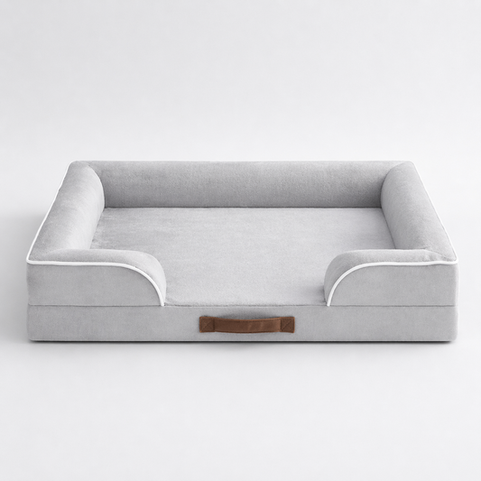 Orthopedic Dog Bed & Cat Bed | Dog Couch with Foam Bolster - Ally/Grey