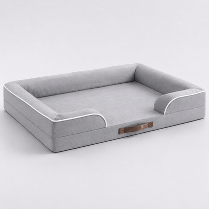 Orthopedic Dog Bed & Cat Bed | Dog Couch with Foam Bolster - Ally/Grey