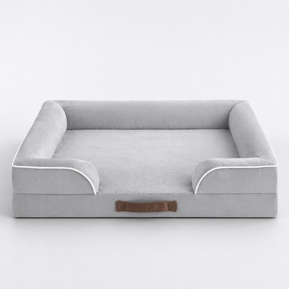 Orthopedic Dog Bed & Cat Bed | Dog Couch with Foam Bolster - Ally/Grey