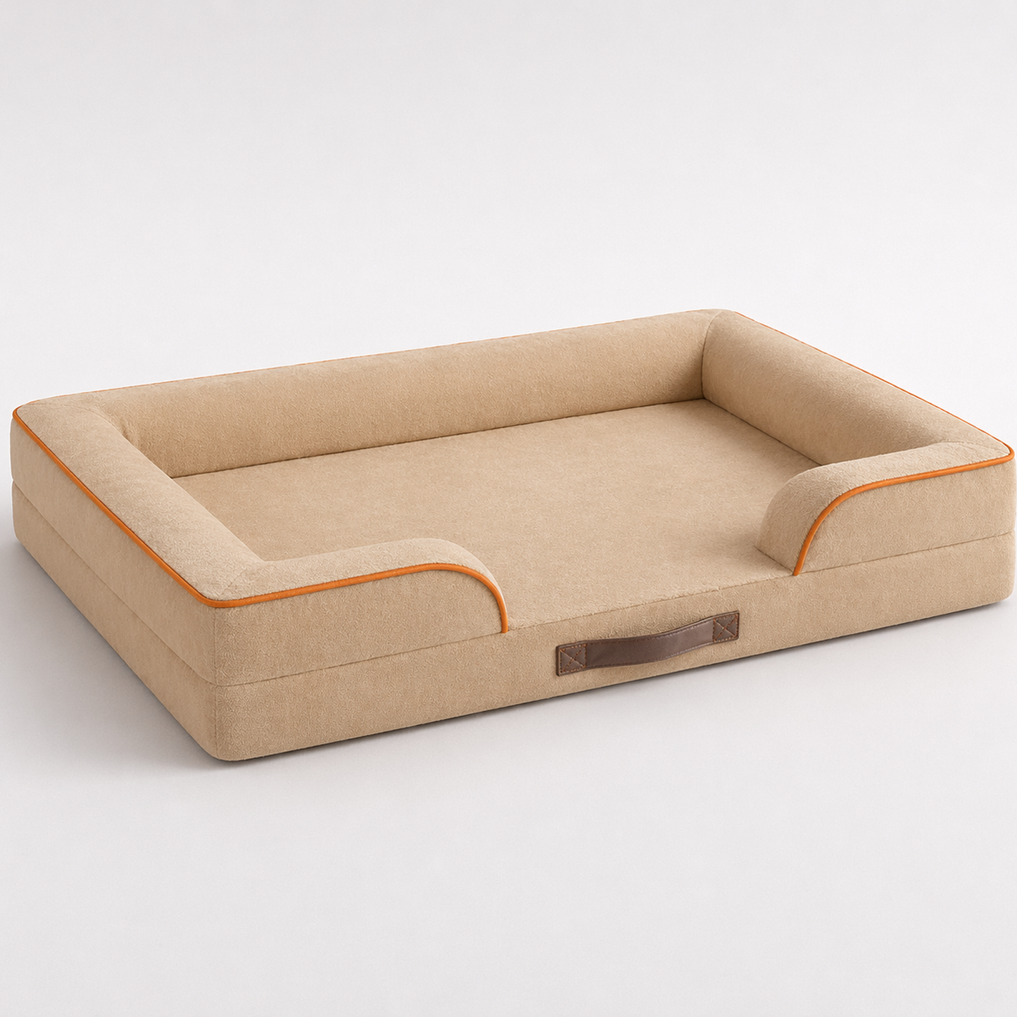 Orthopedic Dog Bed & Cat Bed | Dog Couch with Foam Bolster - Ally/Khaki