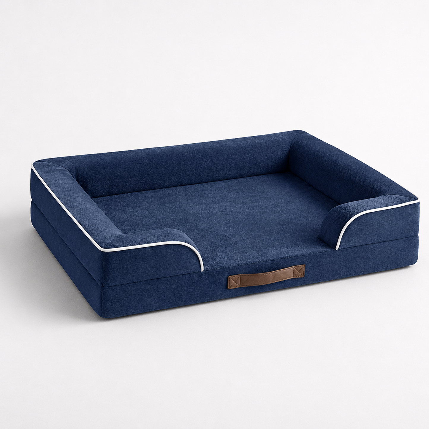 Orthopedic Dog Bed & Cat Bed | Dog Couch with Foam Bolster - Ally/Navy