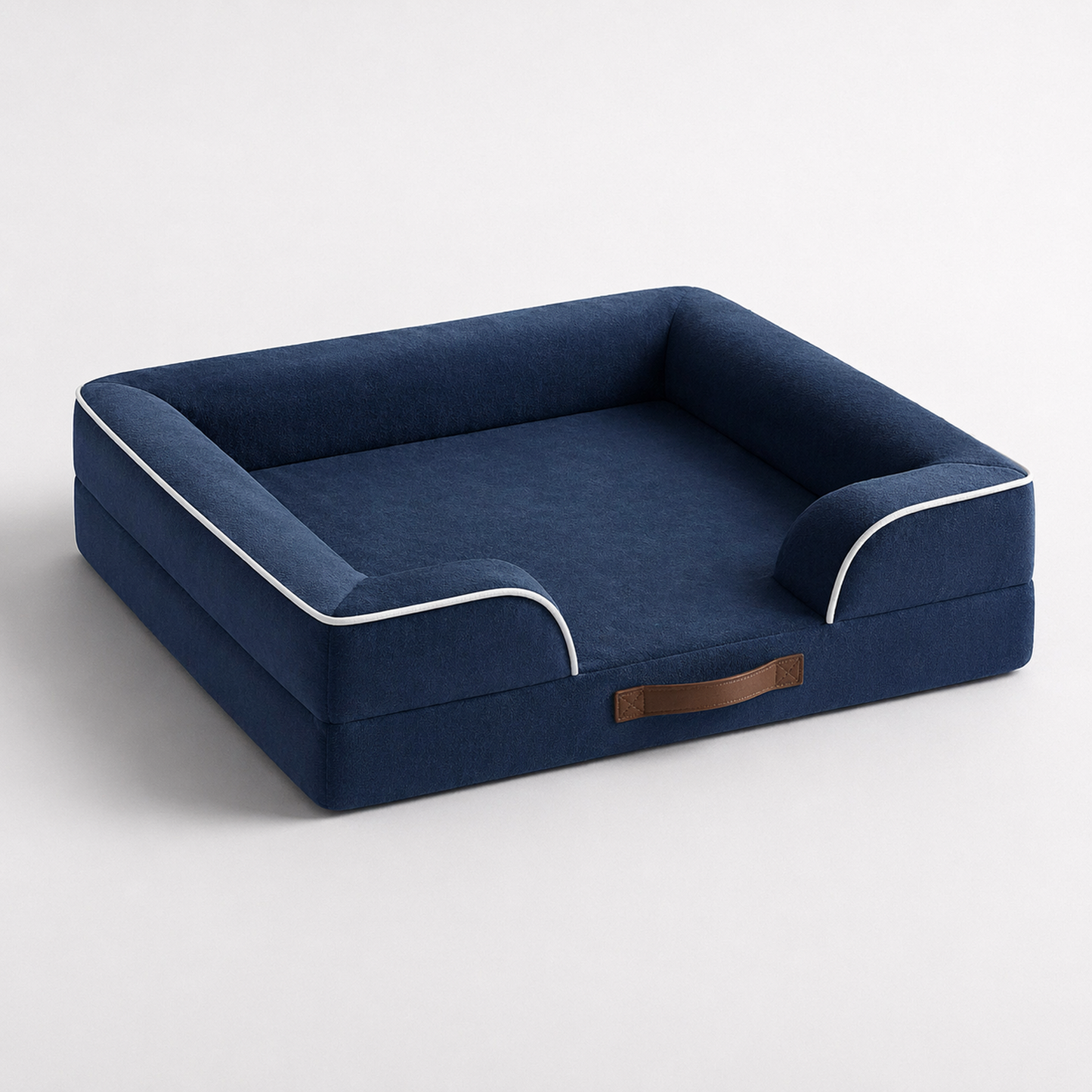 Orthopedic Dog Bed & Cat Bed | Dog Couch with Foam Bolster - Ally/Navy