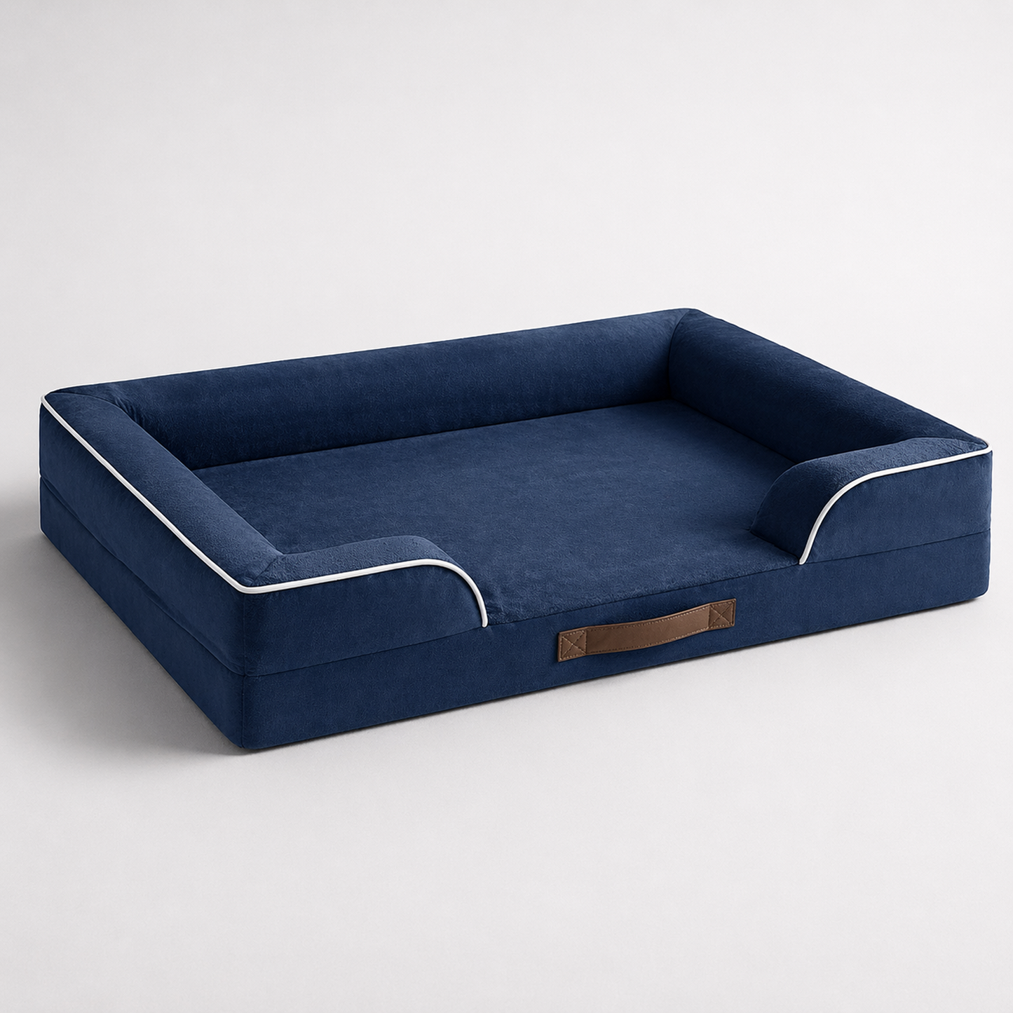 Orthopedic Dog Bed & Cat Bed | Dog Couch with Foam Bolster - Ally/Navy