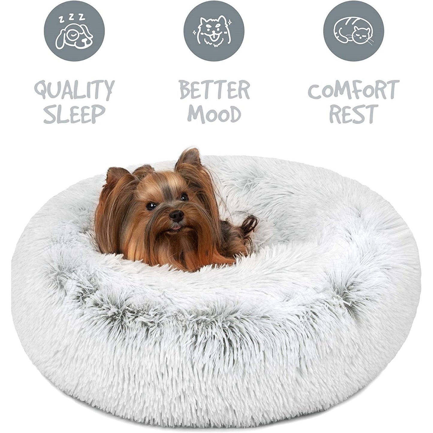 Coco Faux Fur Self Warming Indoor Round Donut Cuddler