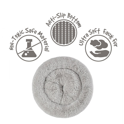 Coco Faux Fur Self Warming Indoor Round Donut Cuddler