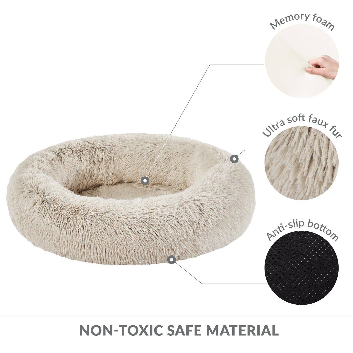 Calming Dog Bed & Cat Bed | Oval Pet Bed with Memory Foam - Serena/Tan