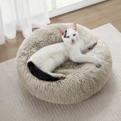 Calming Dog Bed & Cat Bed | Oval Pet Bed with Memory Foam - Serena/Tan