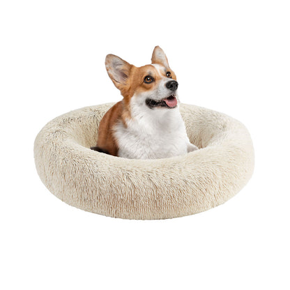 Calming Dog Bed & Cat Bed | Oval Pet Bed with Memory Foam - Serena/Tan