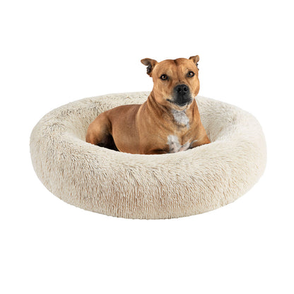 Calming Dog Bed & Cat Bed | Oval Pet Bed with Memory Foam - Serena/Tan