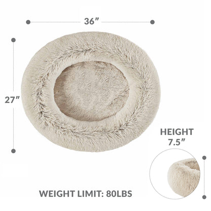 Calming Dog Bed & Cat Bed | Oval Pet Bed with Memory Foam - Serena/Tan