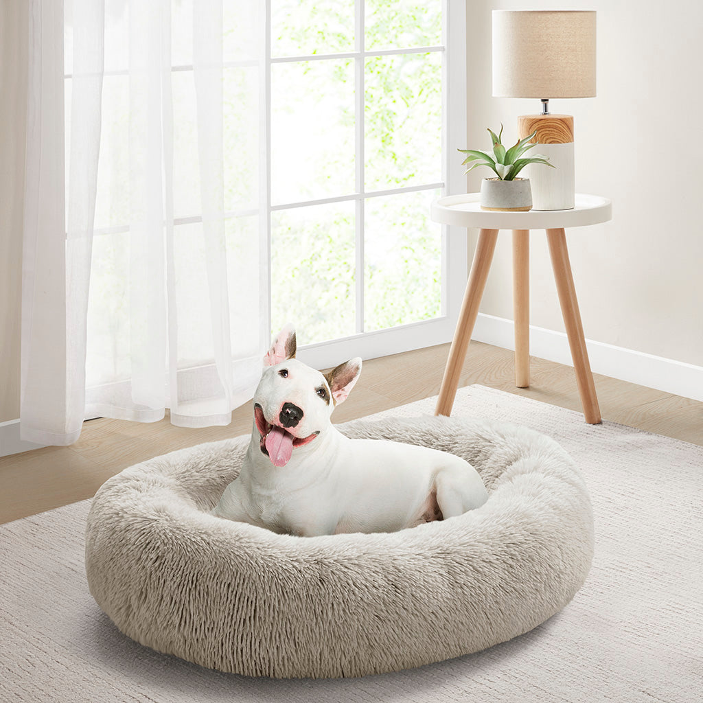 Calming Dog Bed & Cat Bed | Oval Pet Bed with Memory Foam - Serena/Tan