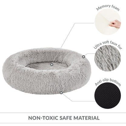 Calming Dog Bed & Cat Bed | Oval Pet Bed with Memory Foam - Serena/Grey