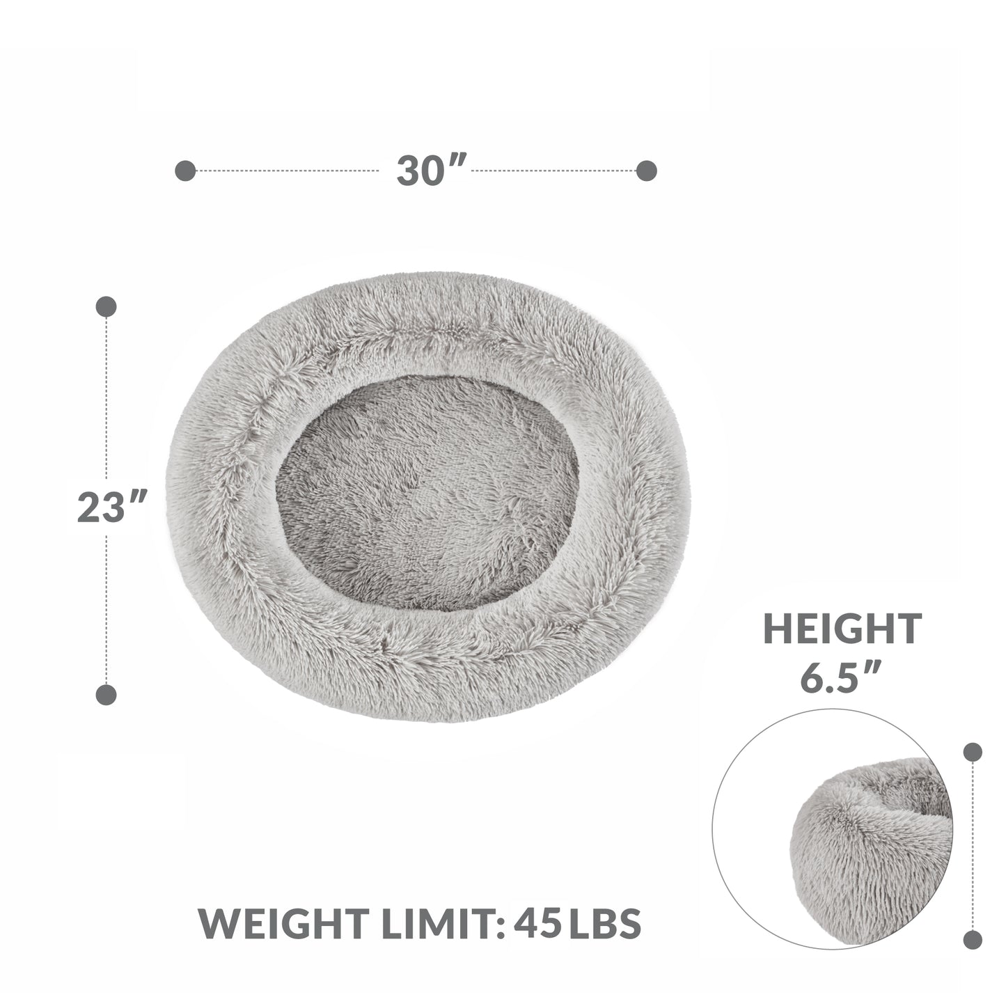 Calming Dog Bed & Cat Bed | Oval Pet Bed with Memory Foam - Serena/Grey