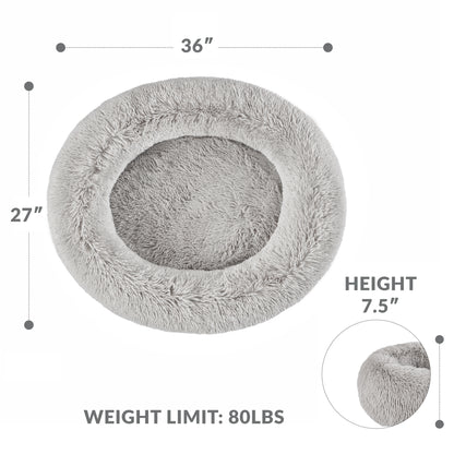 Calming Dog Bed & Cat Bed | Oval Pet Bed with Memory Foam - Serena/Grey
