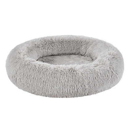 Calming Dog Bed & Cat Bed | Oval Pet Bed with Memory Foam - Serena/Grey