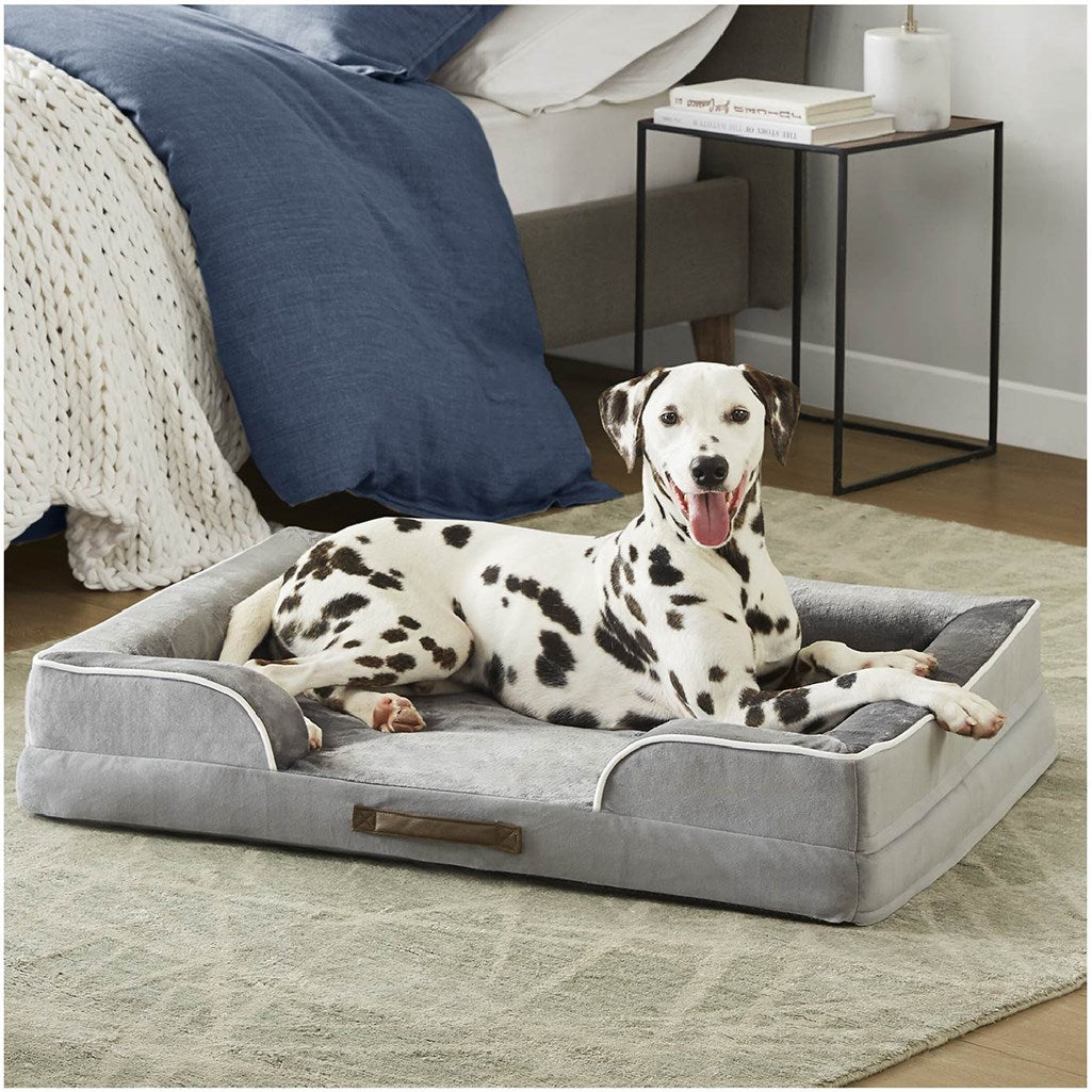 Orthopedic Dog Bed & Cat Bed | Dog Couch with Foam Bolster - Ally/Grey