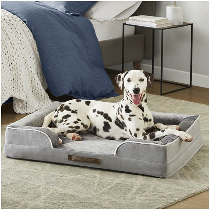 Orthopedic Dog Bed & Cat Bed | Dog Couch with Foam Bolster - Ally/Grey