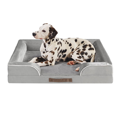 Orthopedic Dog Bed & Cat Bed | Dog Couch with Foam Bolster - Ally/Grey