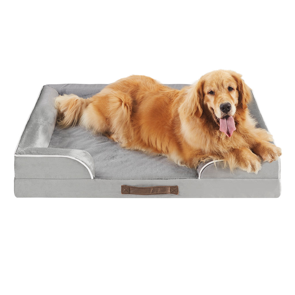 Orthopedic Dog Bed & Cat Bed | Dog Couch with Foam Bolster - Ally/Grey