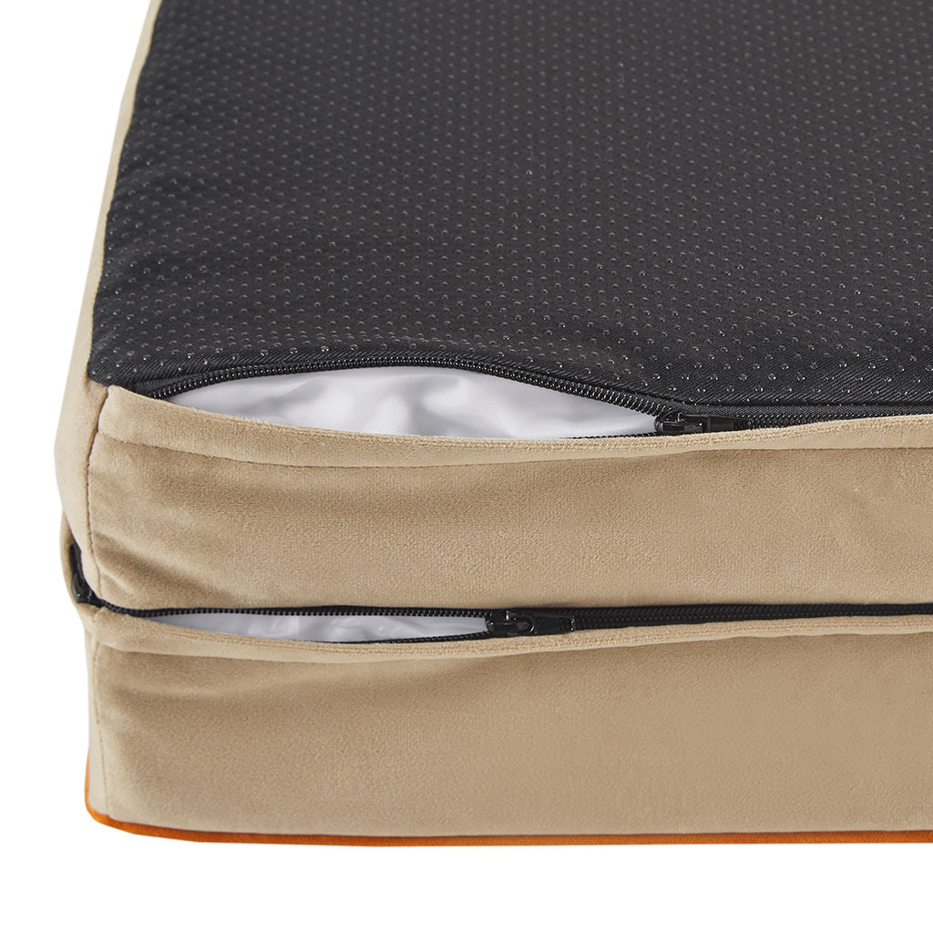 Orthopedic Dog Bed & Cat Bed | Dog Couch with Foam Bolster - Ally/Khaki