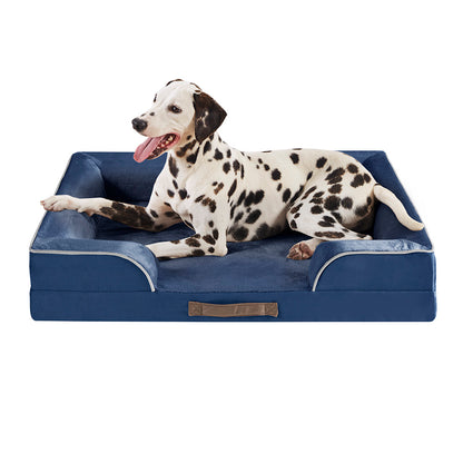 Orthopedic Dog Bed & Cat Bed | Dog Couch with Foam Bolster - Ally/Navy