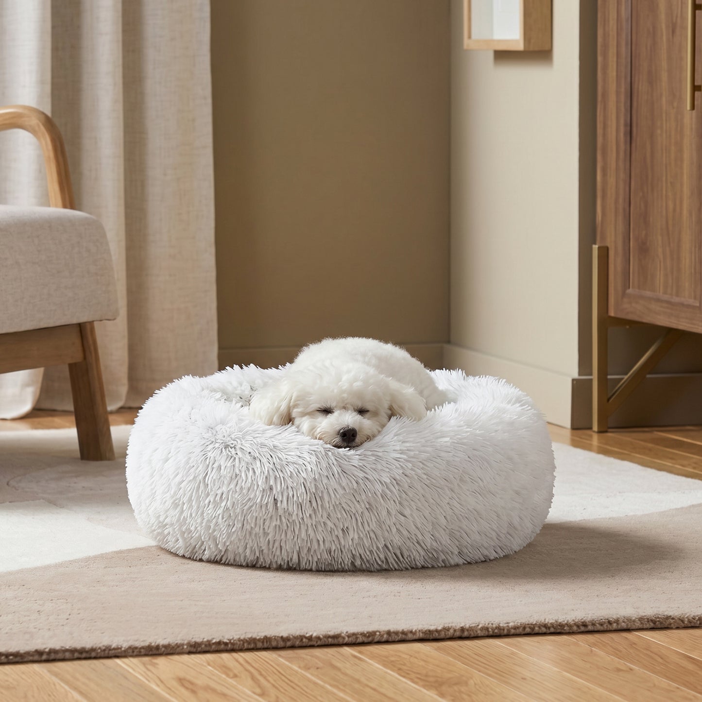 Coco Faux Fur Self Warming Indoor Round Donut Cuddler