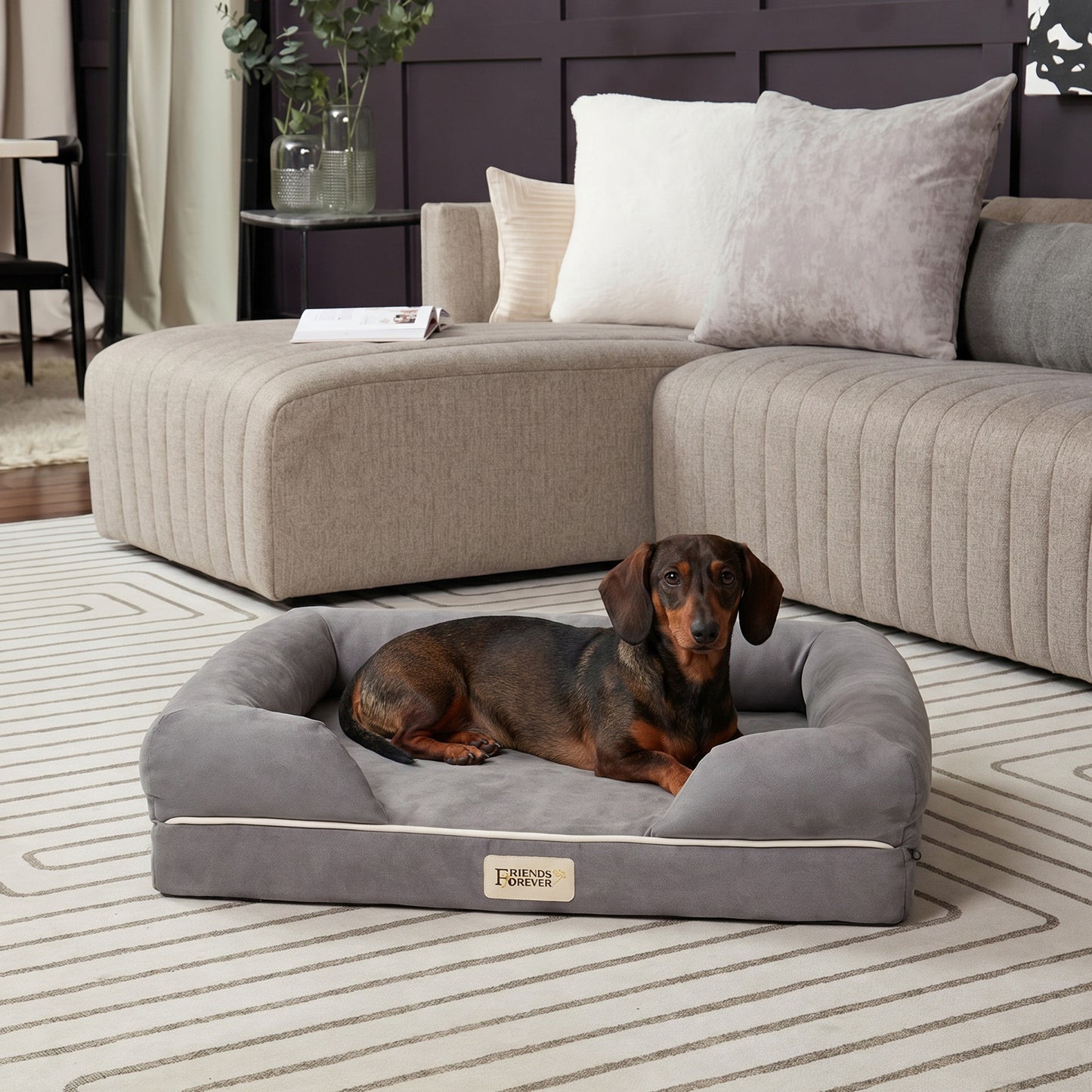 Orthopedic Dog Bed & Cat Bed | Memory Foam Dog Couch Sofa - Platinum