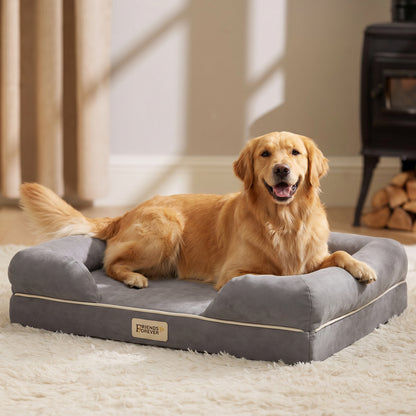 Orthopedic Dog Bed & Cat Bed | Memory Foam Dog Couch Sofa - Platinum