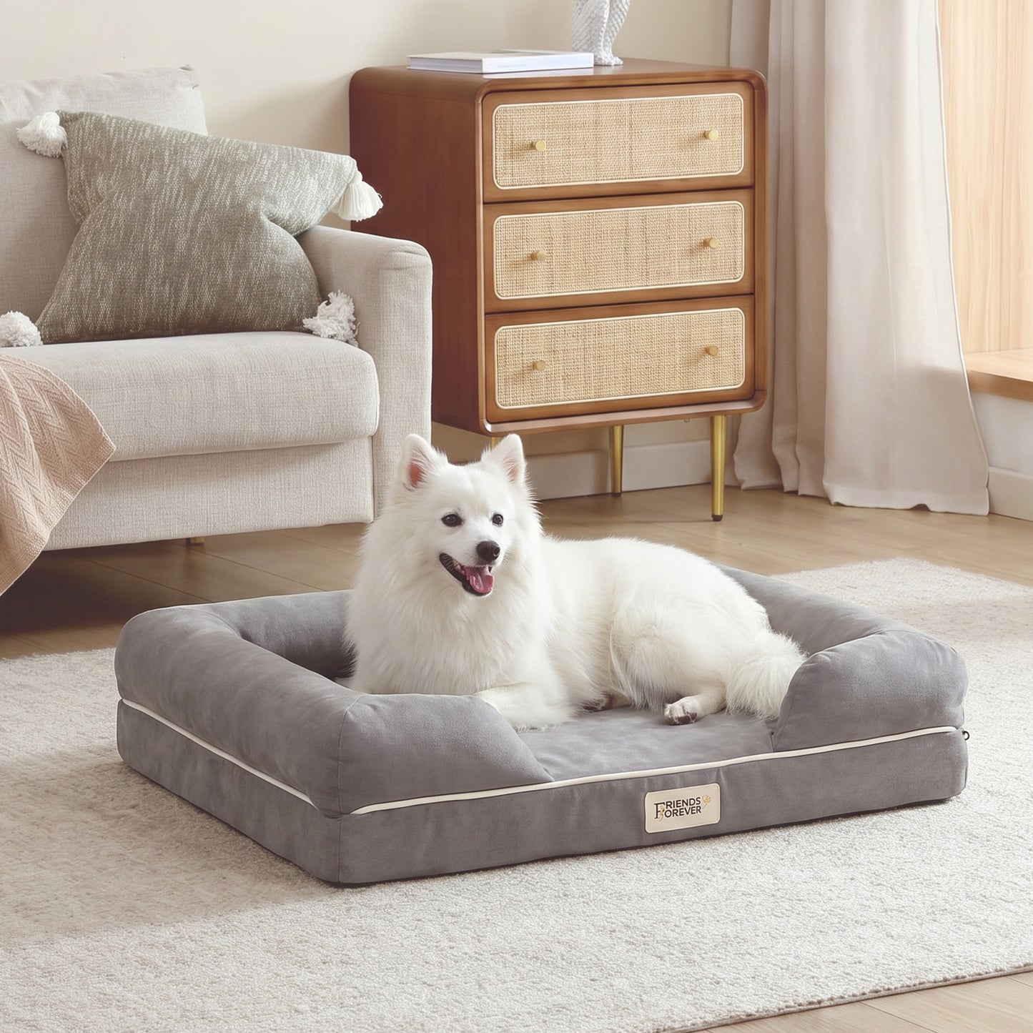 Orthopedic Dog Bed & Cat Bed | Memory Foam Dog Couch Sofa - Platinum